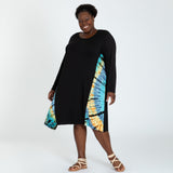 Long Sleeve Tie-Dye Side Panel Dress - Aaria Tees Aaria Tees