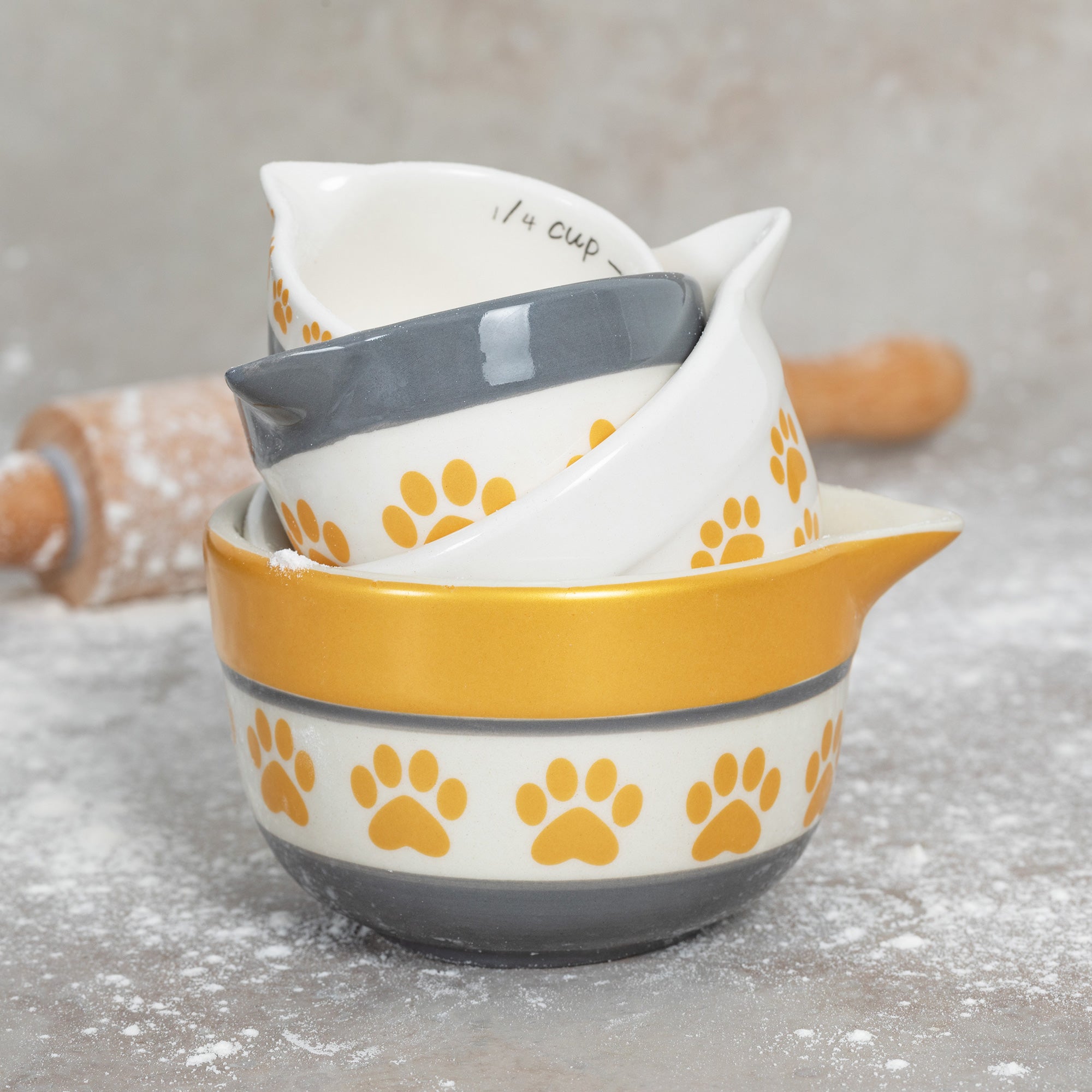 Paw Prints Ceramic Measuring Cup Set - Aaria Tees Aaria Tees