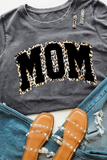 Gray Leopard MOM Graphic Crewneck Mothers Day T Shirt Aaria Tees