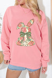 Pink Floral Bow Rabbit Easter Fashion Pullover Sweatshirt Aaria Tees