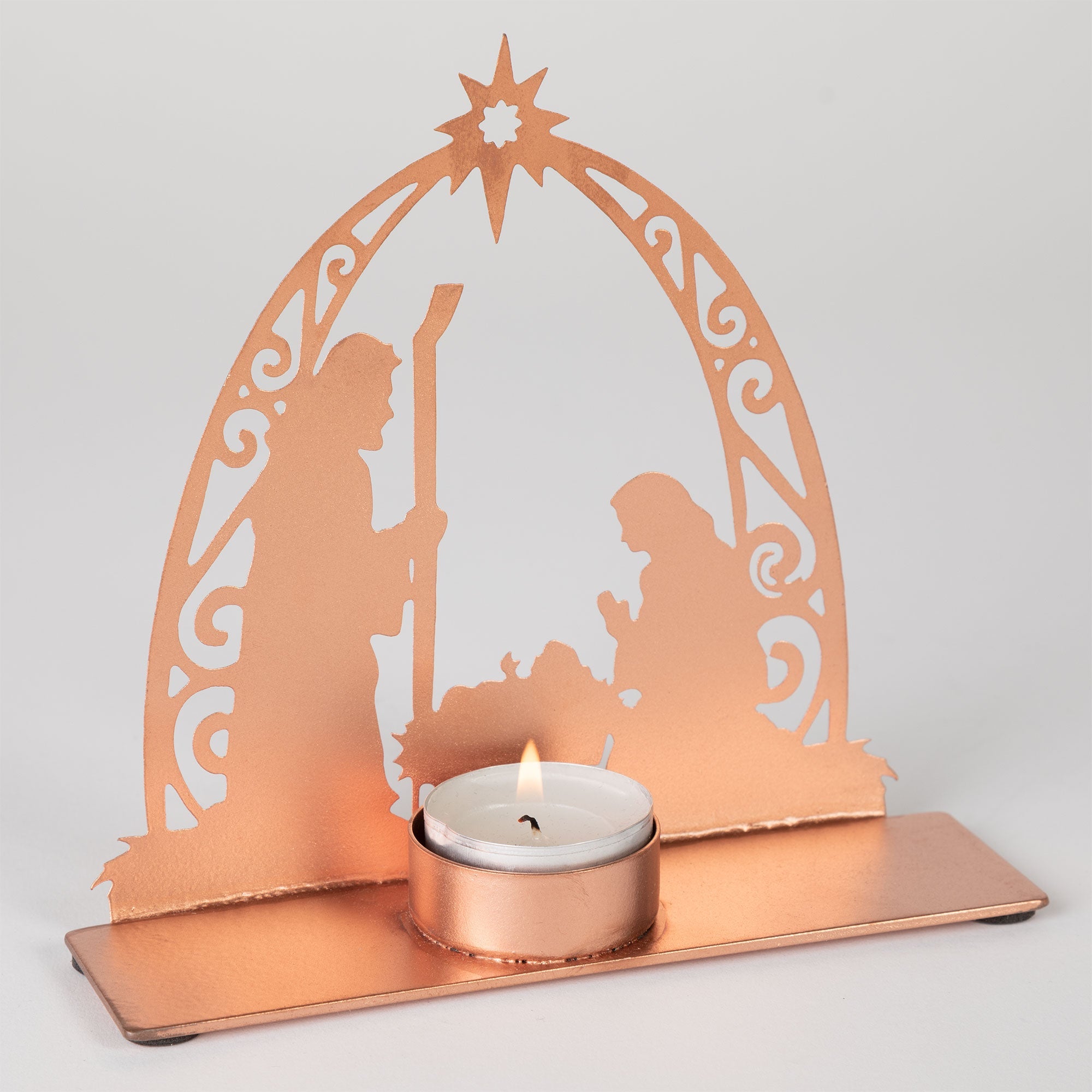 Rose Gold Nativity Tea Light Candle Holder - Aaria Tees Aaria Tees