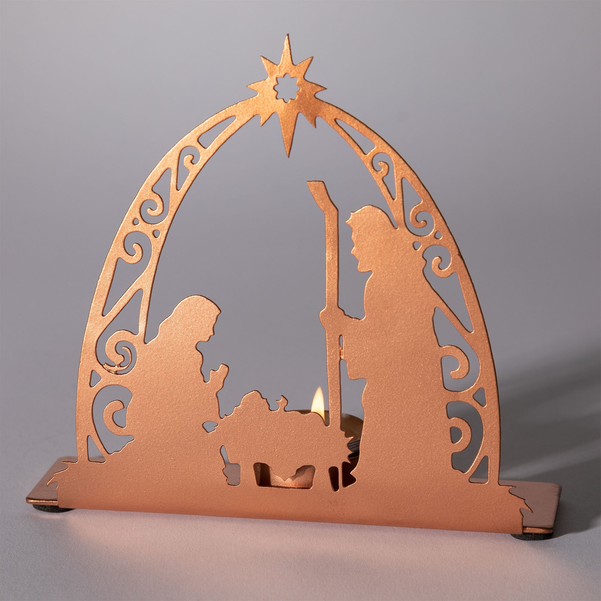 Rose Gold Nativity Tea Light Candle Holder - Aaria Tees Aaria Tees