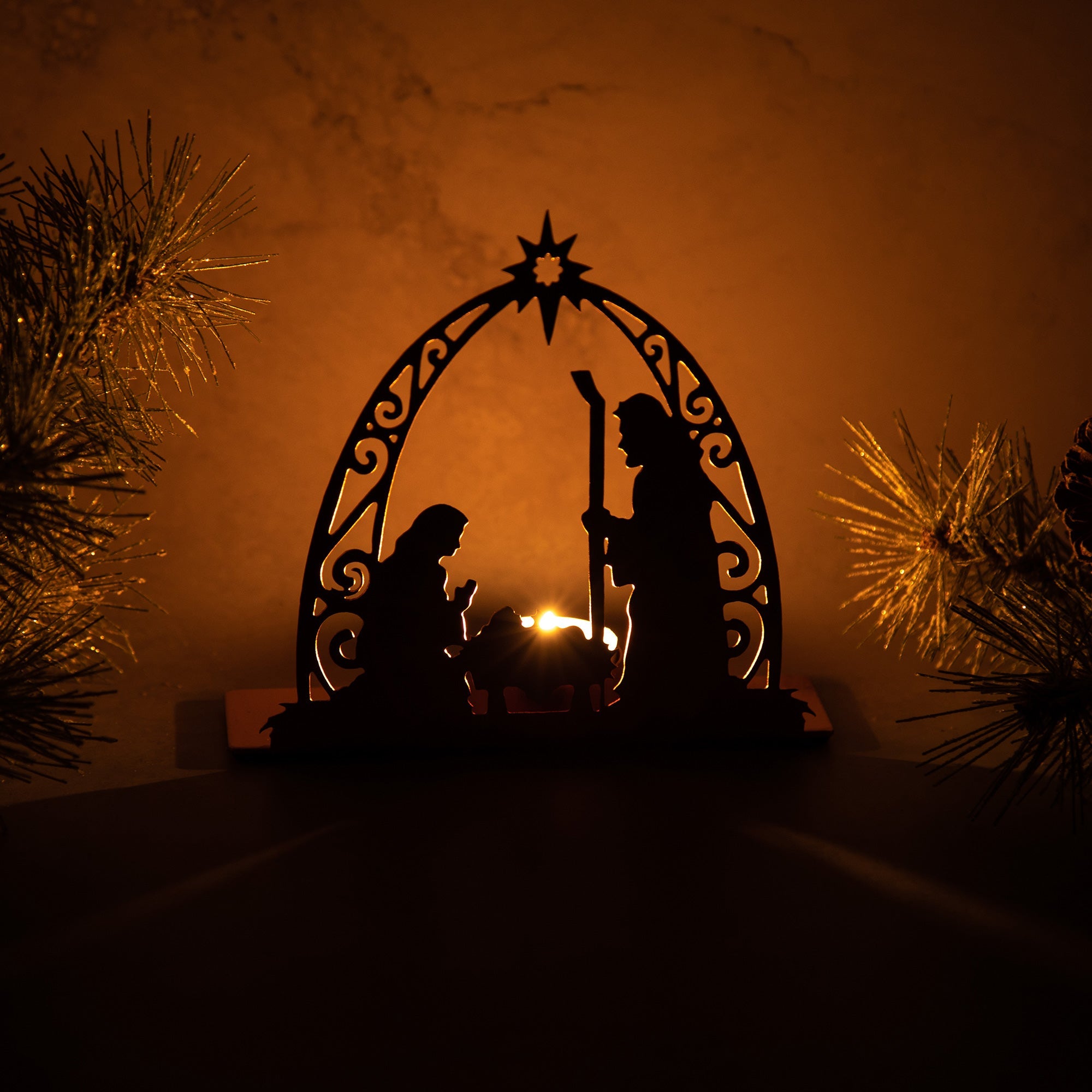 Rose Gold Nativity Tea Light Candle Holder - Aaria Tees Aaria Tees
