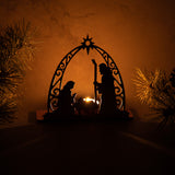 Rose Gold Nativity Tea Light Candle Holder - Aaria Tees Aaria Tees