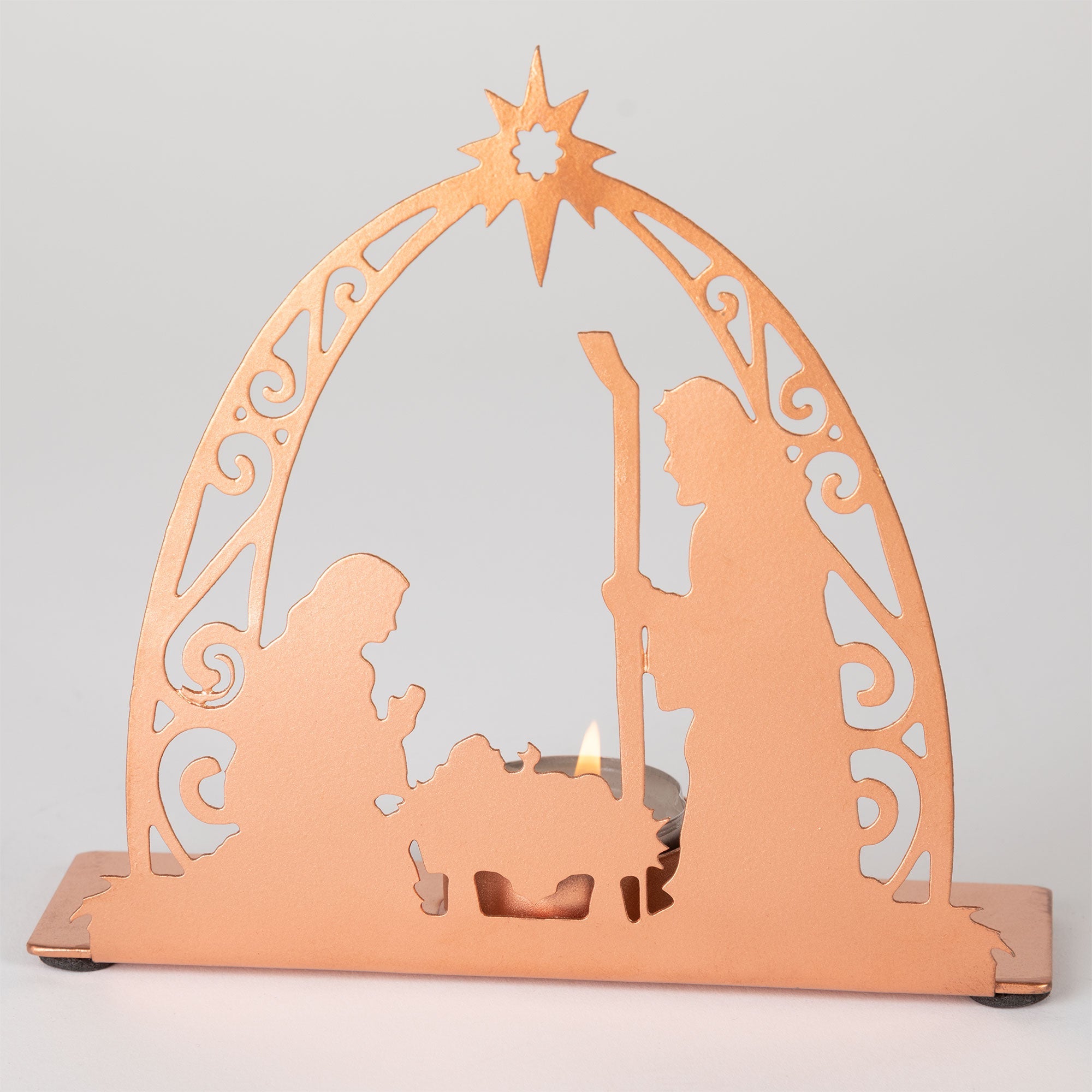 Rose Gold Nativity Tea Light Candle Holder - Aaria Tees Aaria Tees