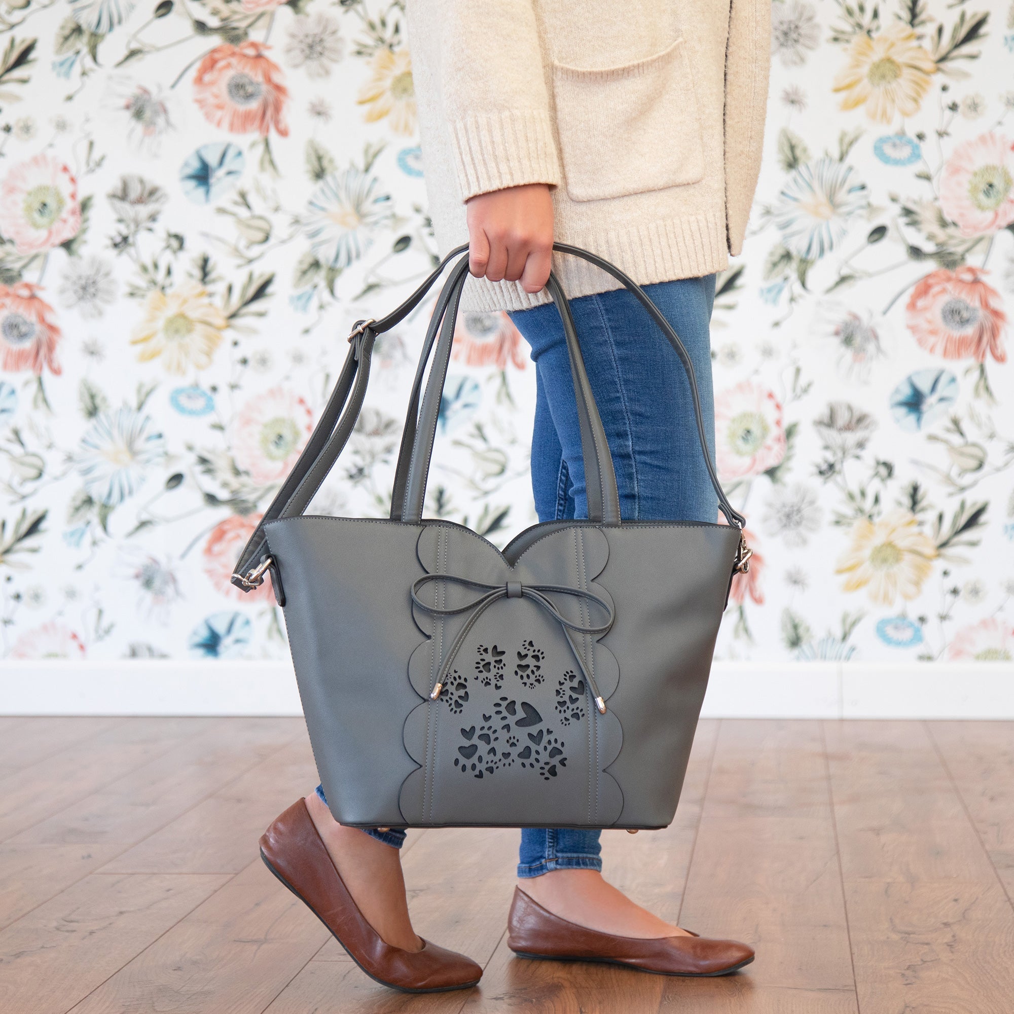 Bow & Hearts Paw Print Handbag - Aaria Tees Aaria Tees