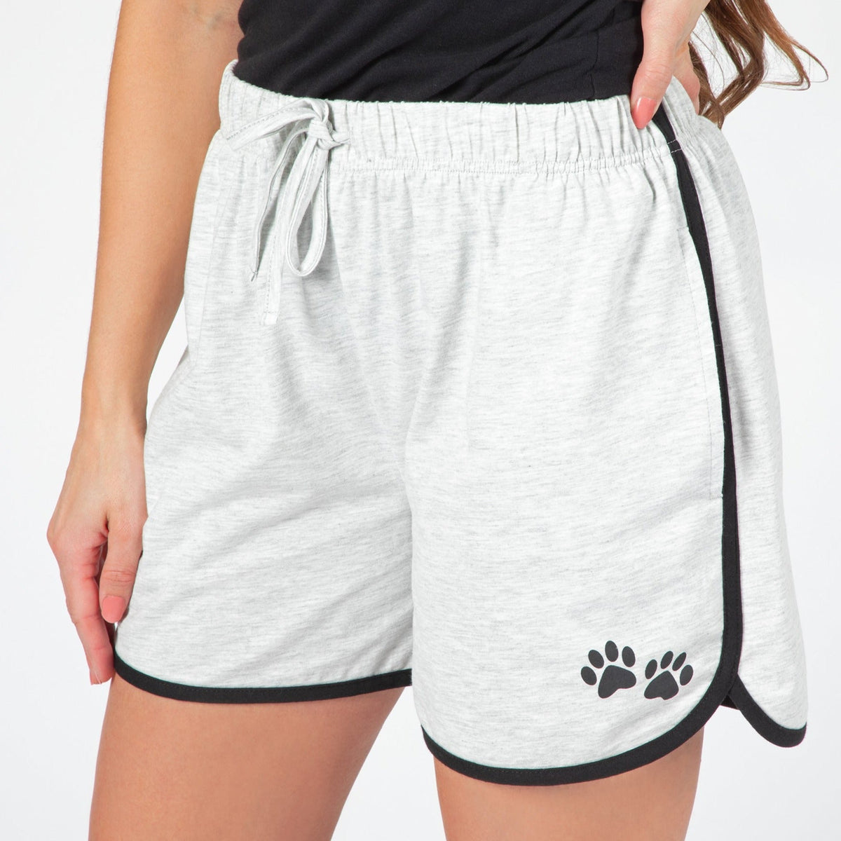 Paw Print Accent Trim Shorts - Aaria Tees