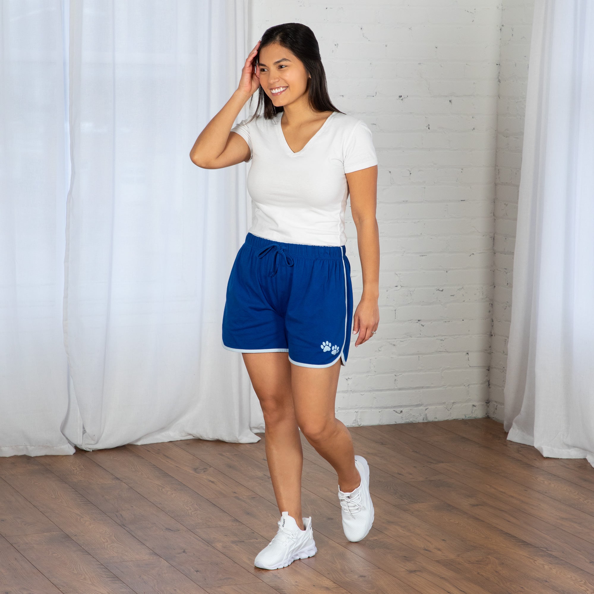 Paw Print Accent Trim Shorts - Aaria Tees Aaria Tees