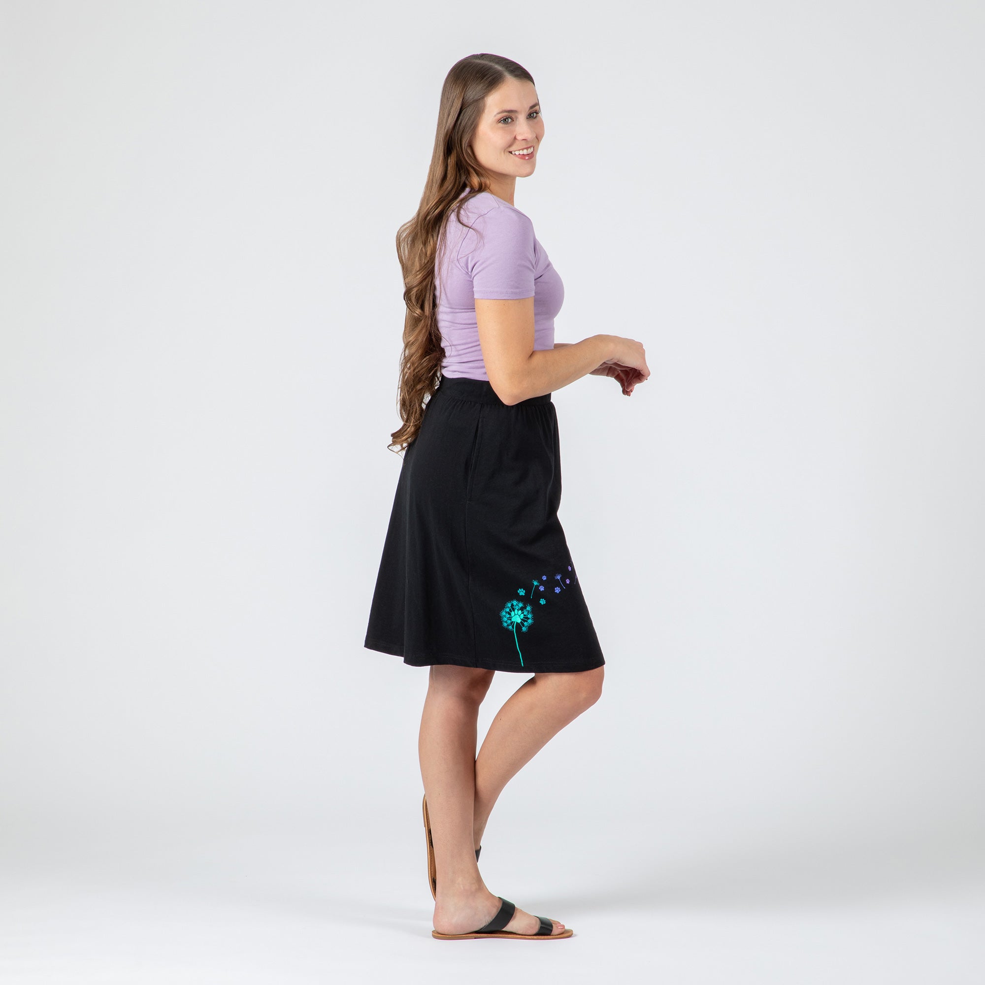 Dandelion Paw Print A-Line Skirt - Aaria Tees Aaria Tees