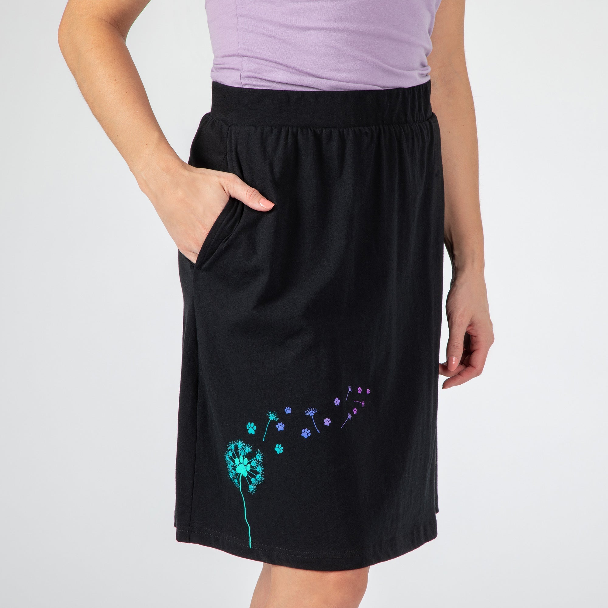 Dandelion Paw Print A-Line Skirt - Aaria Tees Aaria Tees