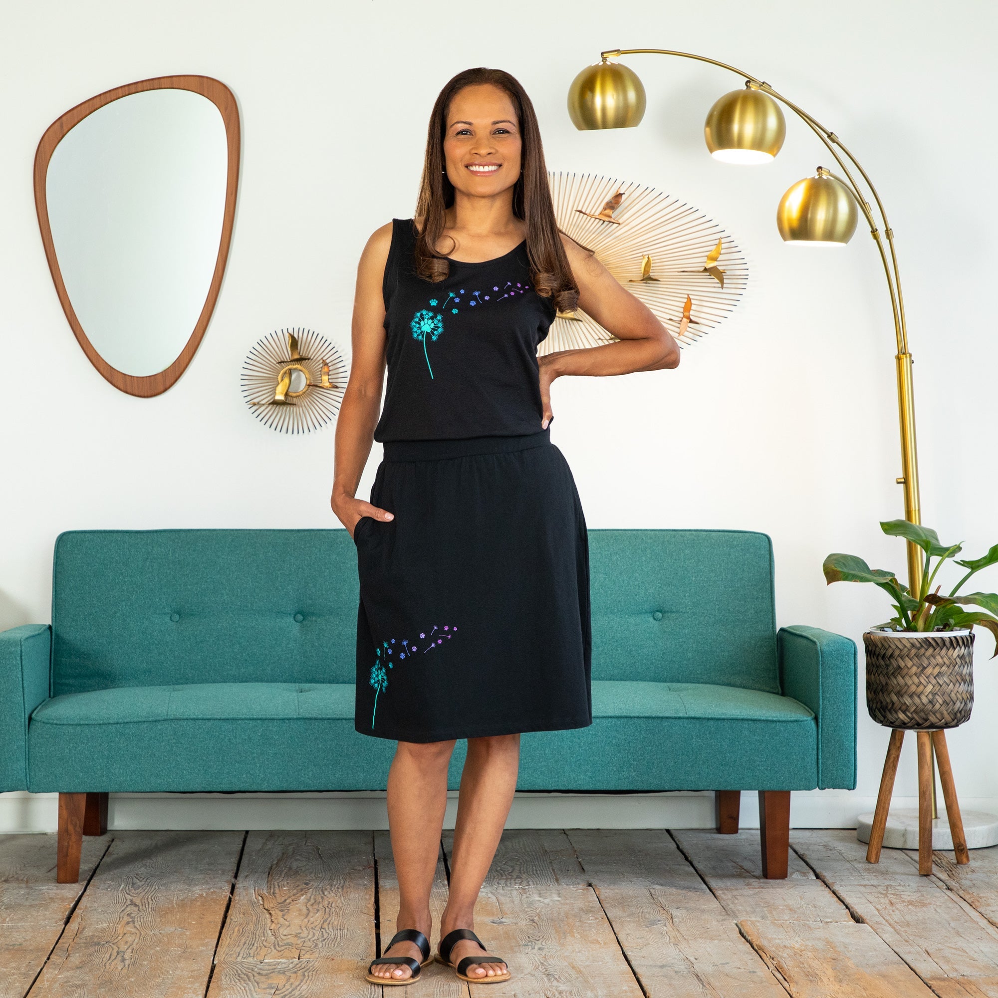 Dandelion Paw Print A-Line Skirt - Aaria Tees Aaria Tees