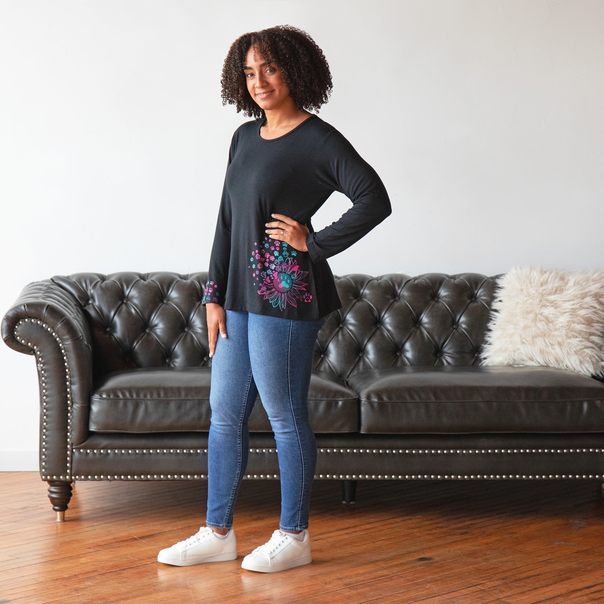 Pawsitive Energy Long Sleeve Top - Aaria Tees Aaria Tees