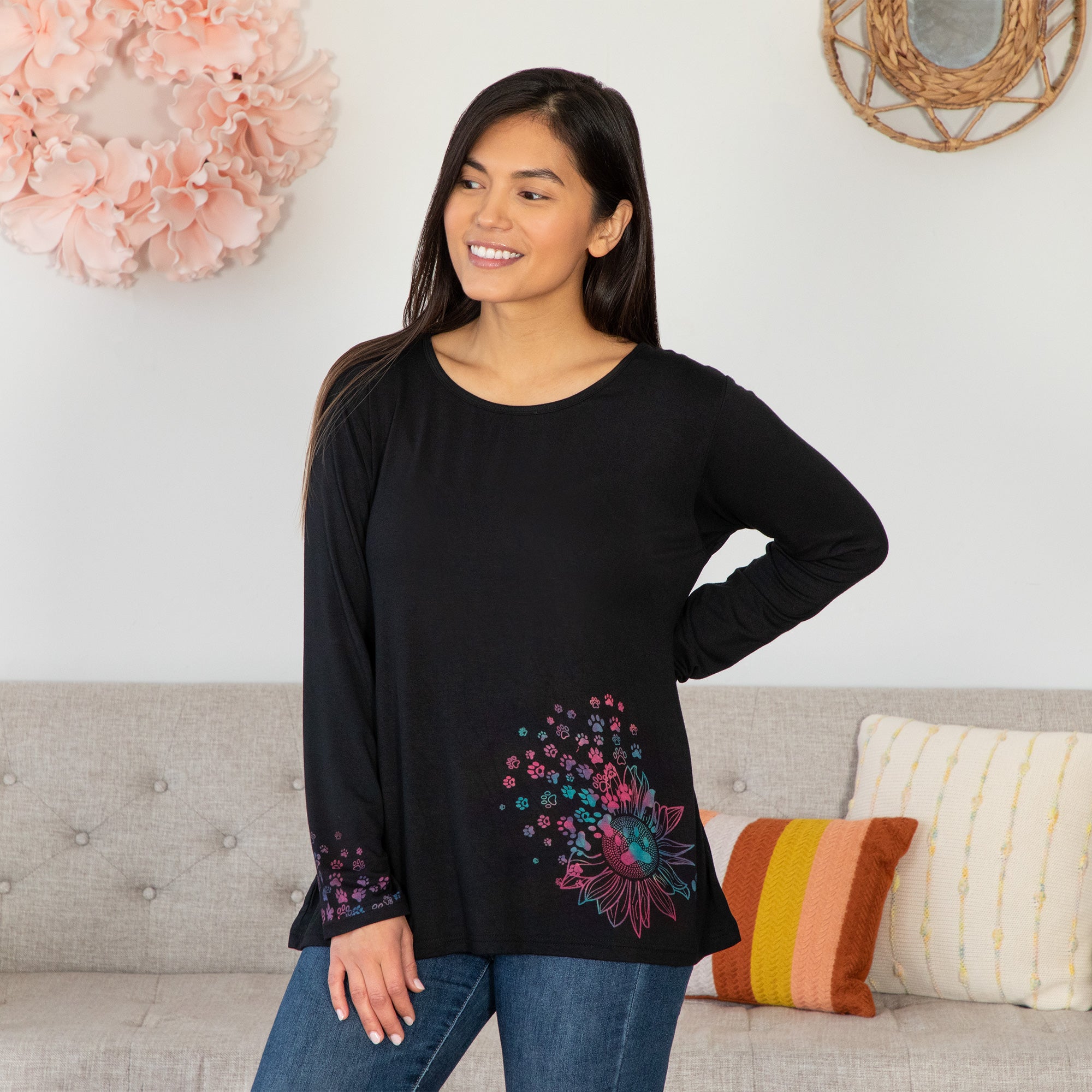 Pawsitive Energy Long Sleeve Top - Aaria Tees Aaria Tees