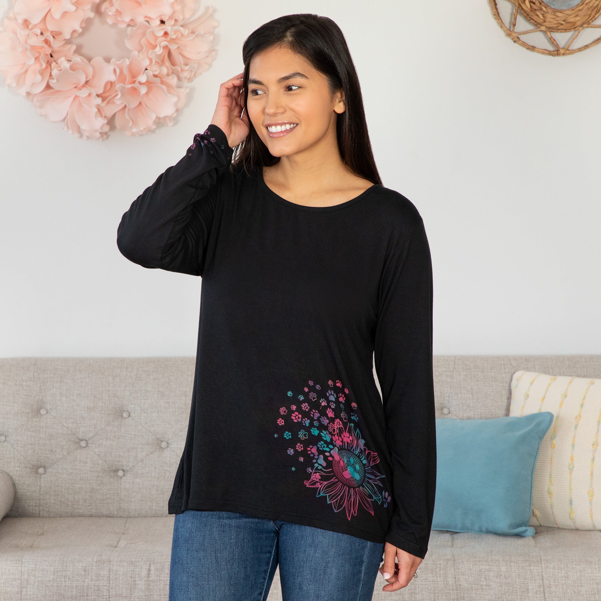 Pawsitive Energy Long Sleeve Top - Aaria Tees Aaria Tees