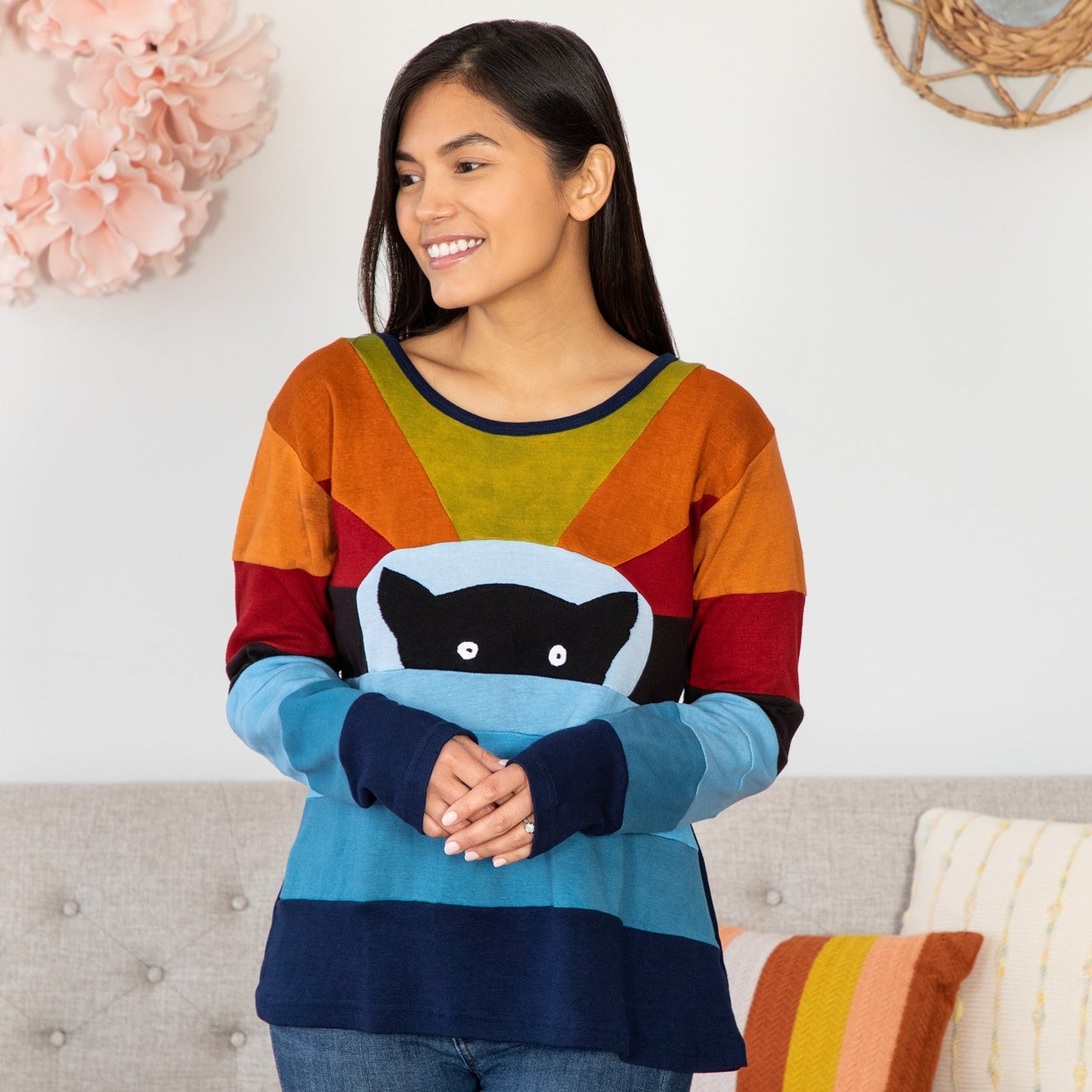Peek-A-Boo Kitty Long Sleeve Top - Aaria Tees Aaria Tees