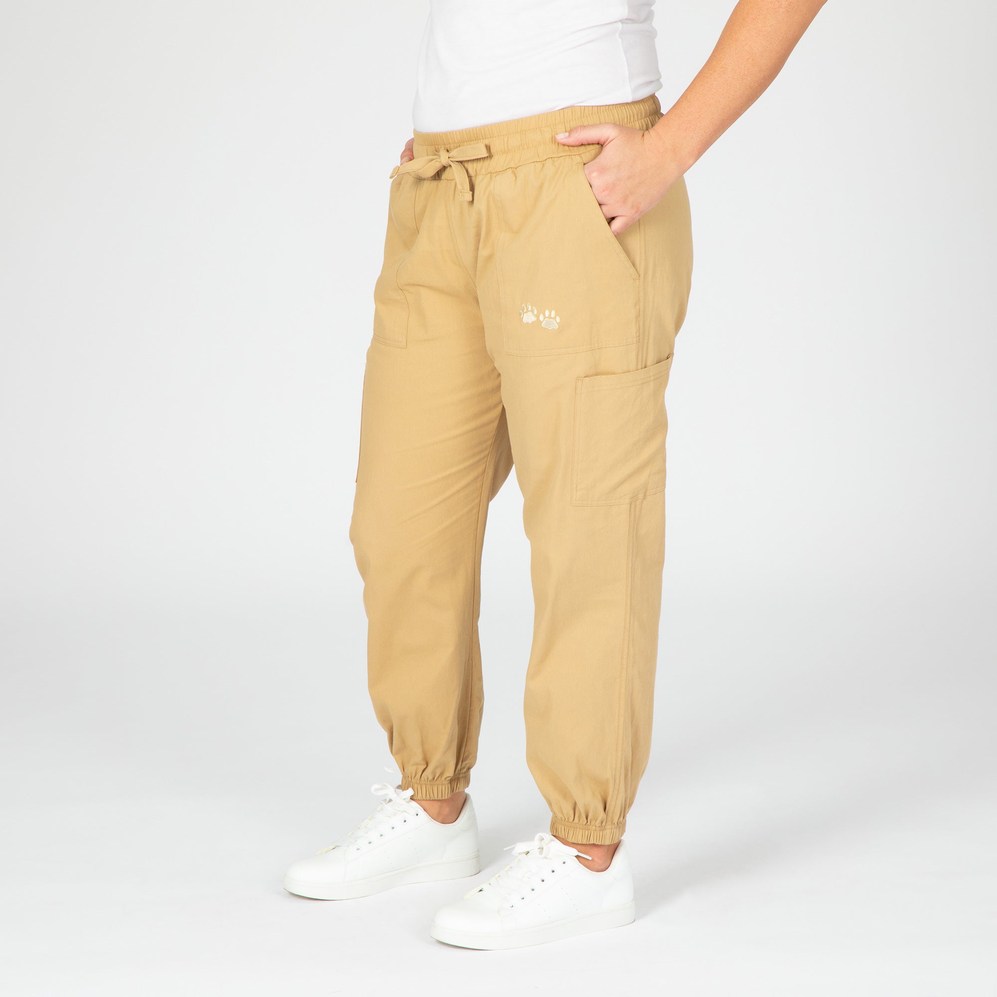 Paw Print Khaki Joggers - Aaria Tees Aaria Tees