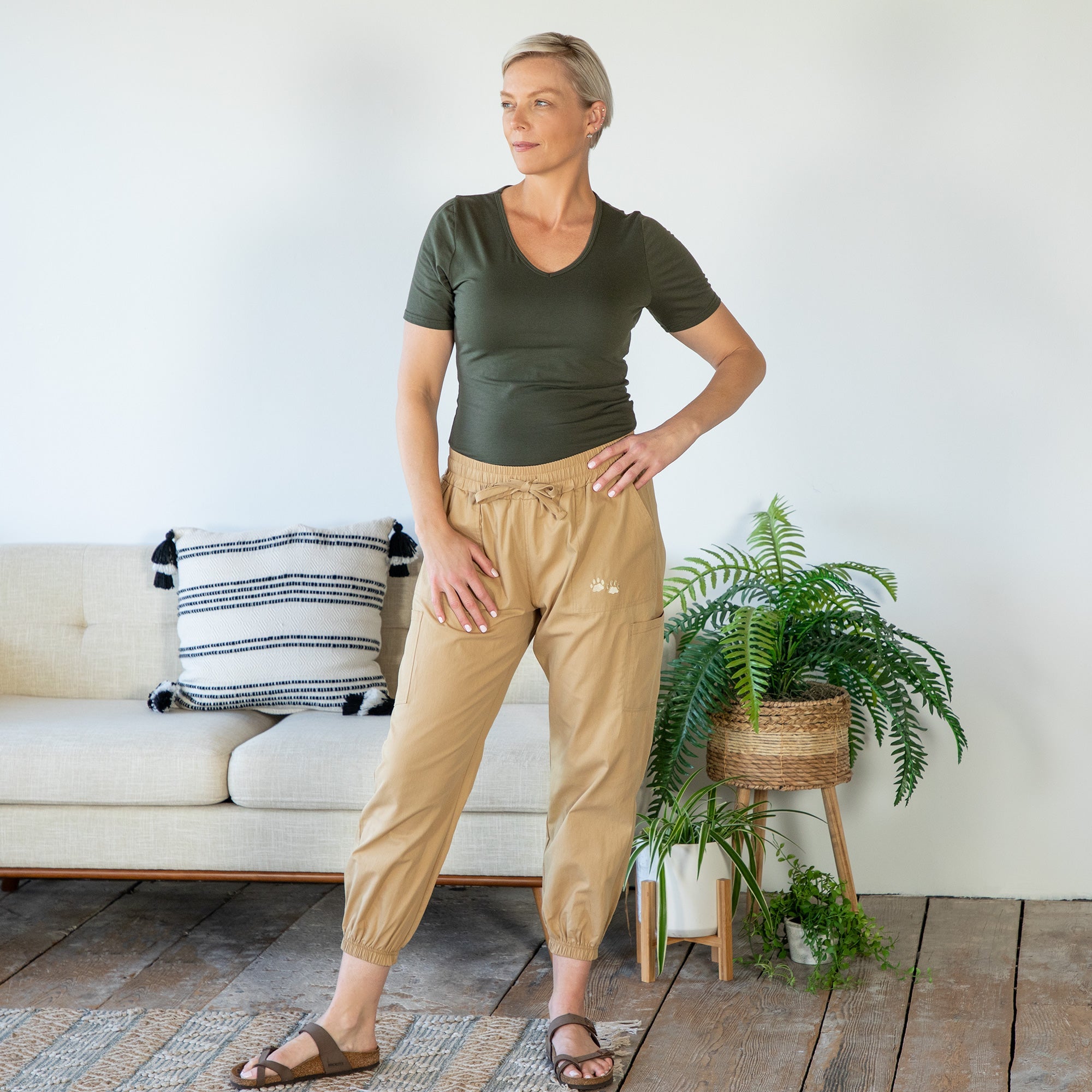 Paw Print Khaki Joggers - Aaria Tees Aaria Tees