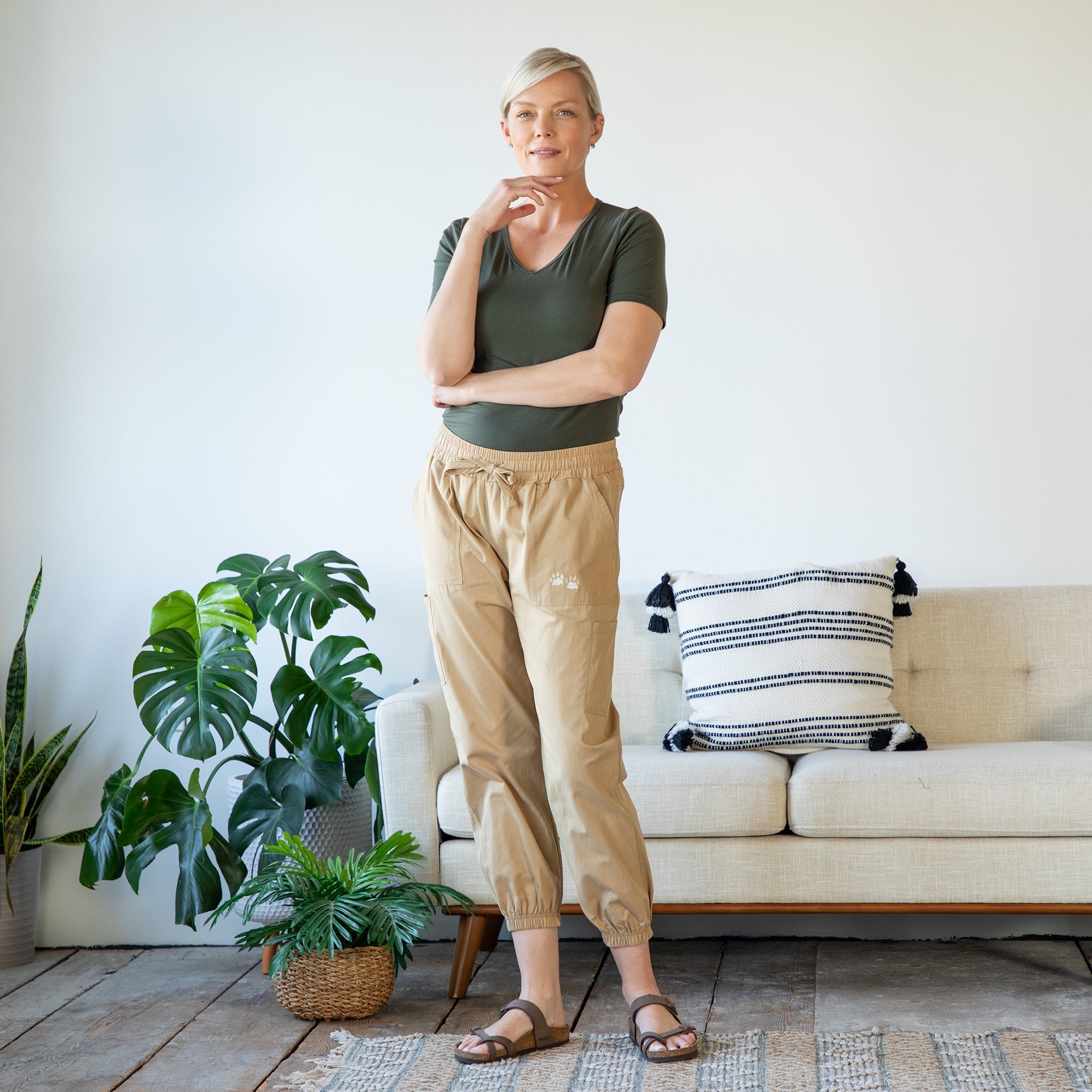Paw Print Khaki Joggers - Aaria Tees Aaria Tees