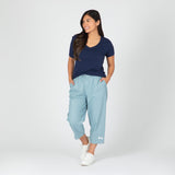 Paw Print Zipper-Hem Denim Capri Pants - Aaria Tees Aaria Tees