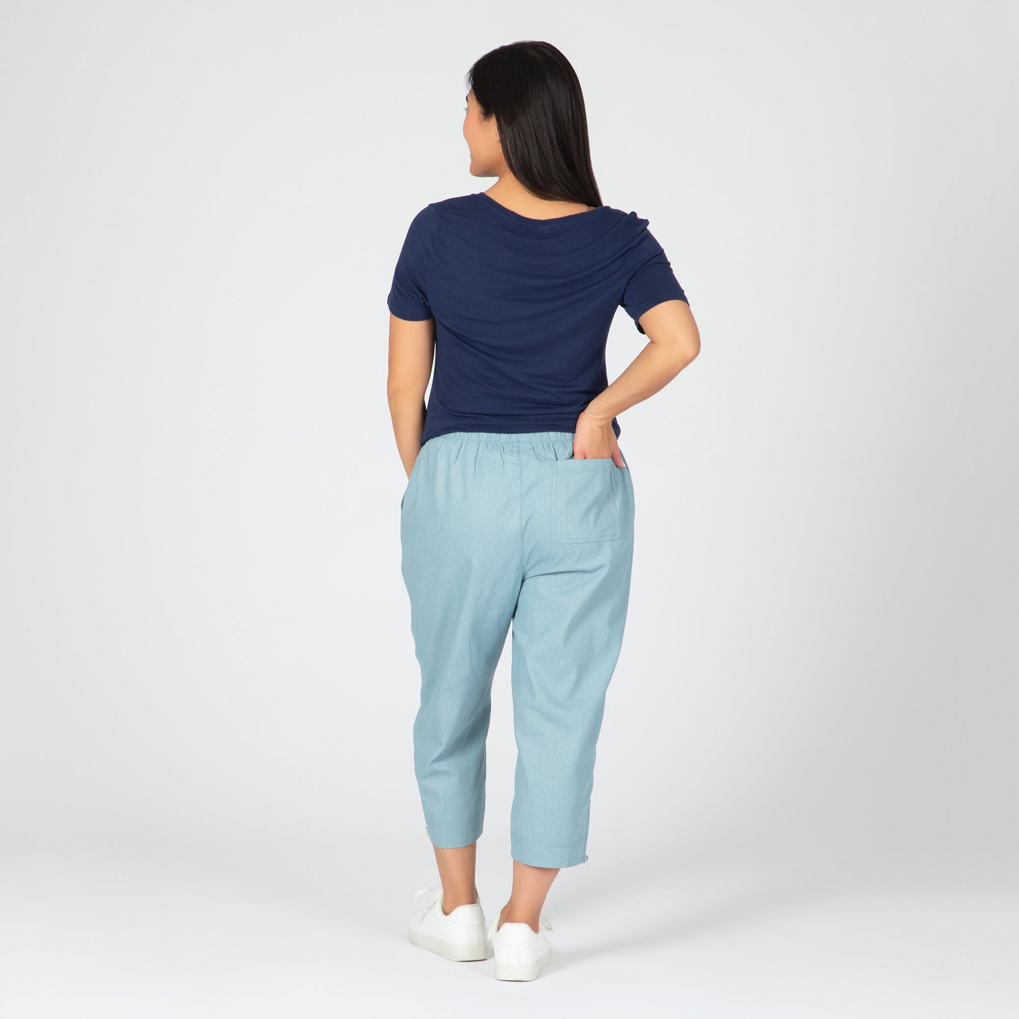 Paw Print Zipper-Hem Denim Capri Pants - Aaria Tees Aaria Tees