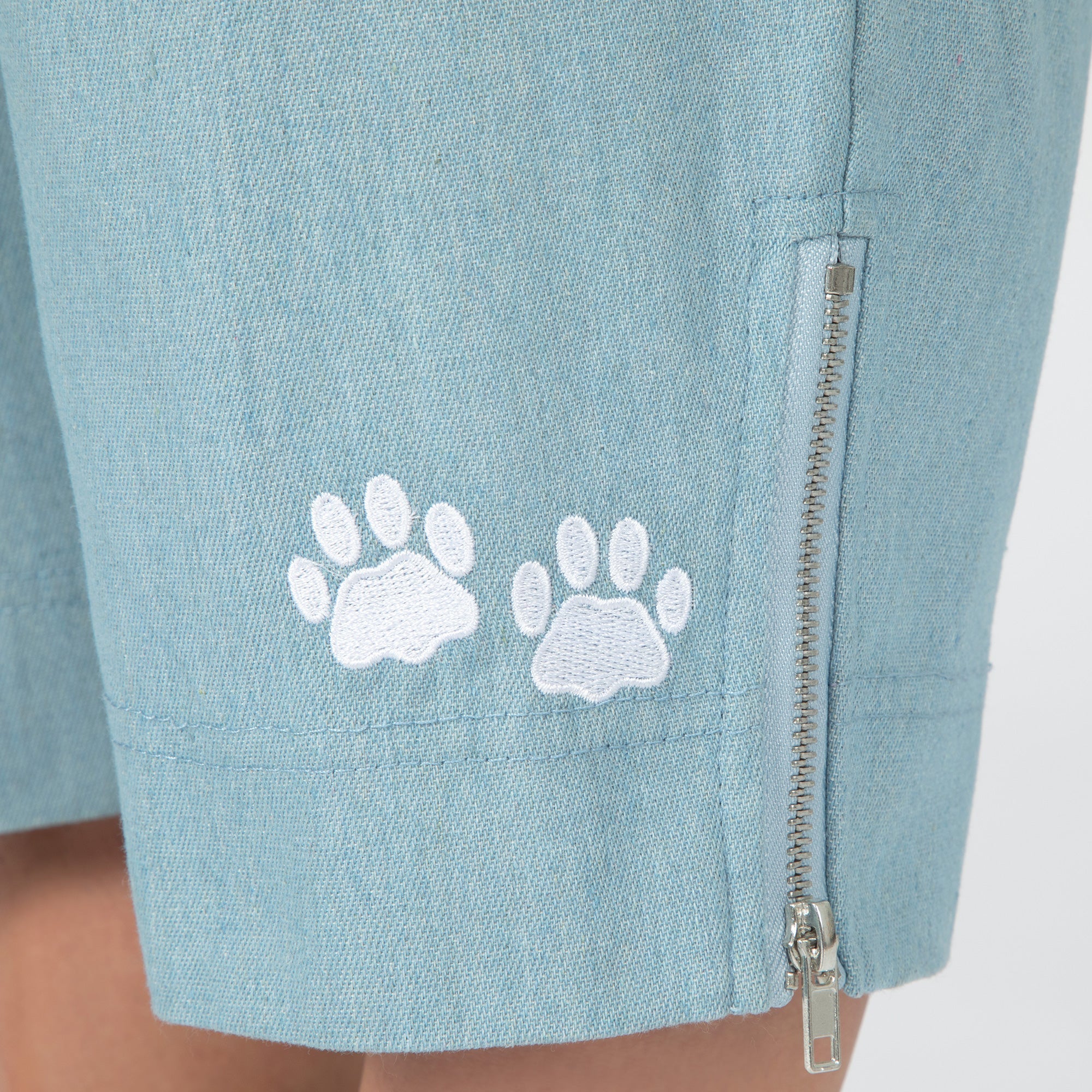 Paw Print Zipper-Hem Denim Capri Pants - Aaria Tees Aaria Tees
