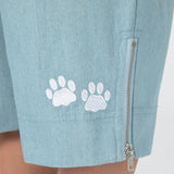 Paw Print Zipper-Hem Denim Capri Pants - Aaria Tees Aaria Tees