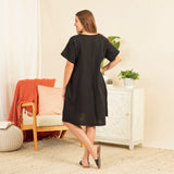 Paw Embroidered Cotton Dress with Pockets - Aaria Tees Aaria Tees