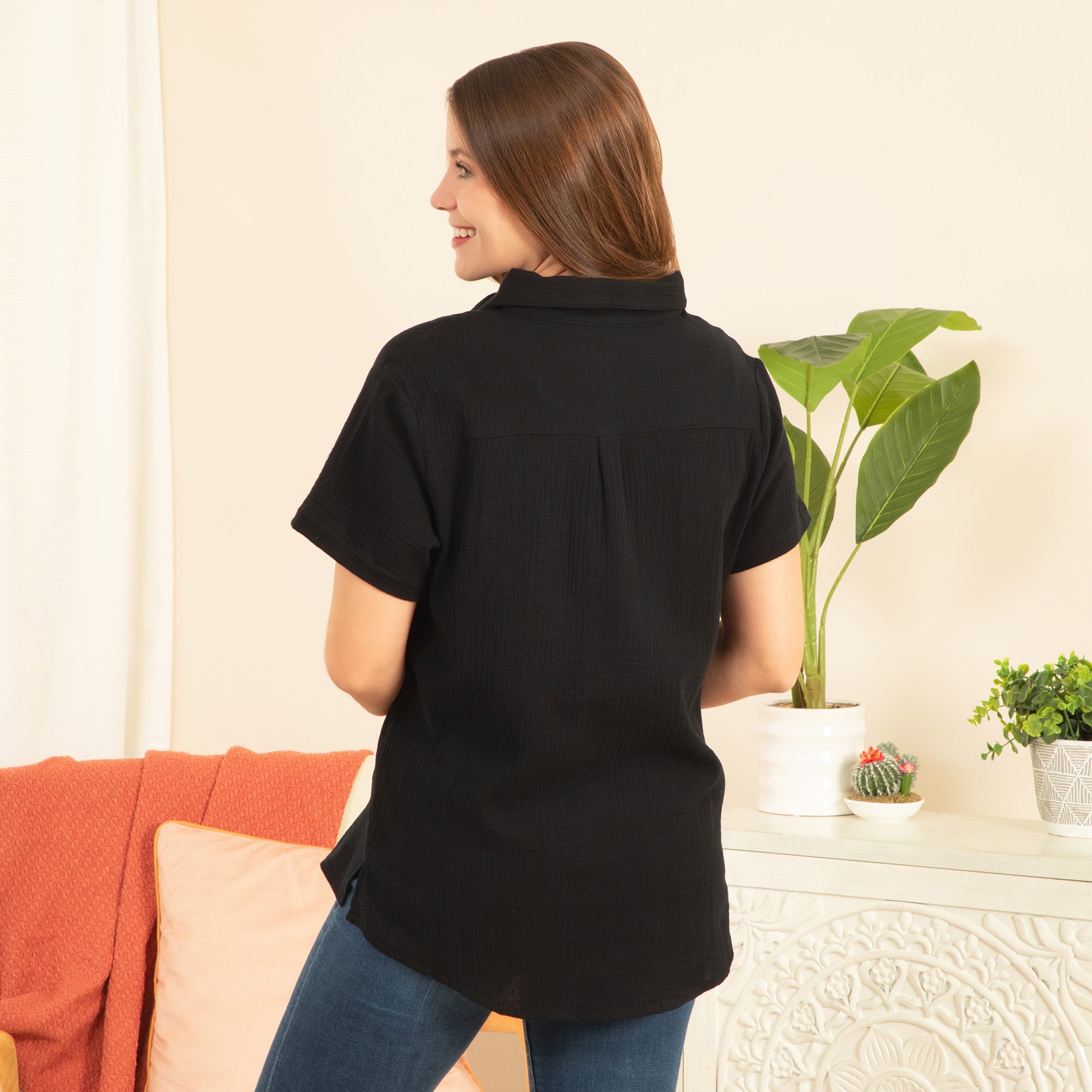 Paw Sunflower Embroidered Cotton Gauze Shirt - Aaria Tees Aaria Tees