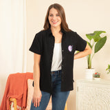 Paw Sunflower Embroidered Cotton Gauze Shirt - Aaria Tees Aaria Tees