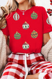 Red Christmas Ornament Bulbs Sequin Graphic Tee - Aaria Tees Aaria Tees