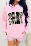 Pink Just PRAY Unique Letter Graphic Round Neck Pullover Sweatshirt Aaria Tees