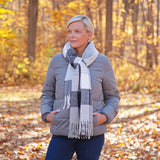 Fluffy Plaid Tassel Trim Scarf - Aaria Tees Aaria Tees