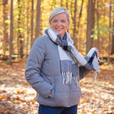 Fluffy Plaid Tassel Trim Scarf - Aaria Tees Aaria Tees