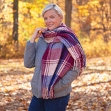 Fluffy Plaid Tassel Trim Scarf - Aaria Tees Aaria Tees