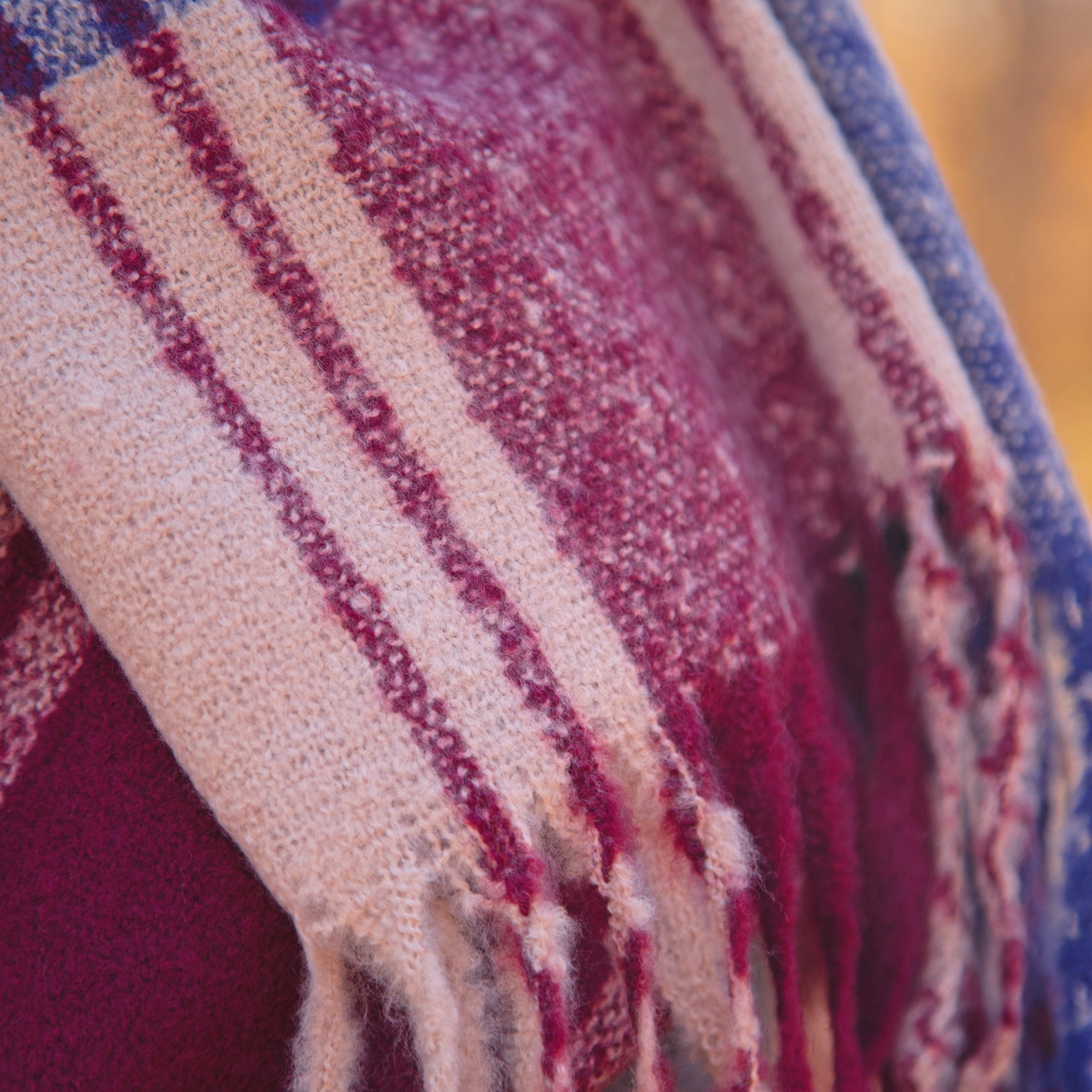 Fluffy Plaid Tassel Trim Scarf - Aaria Tees Aaria Tees