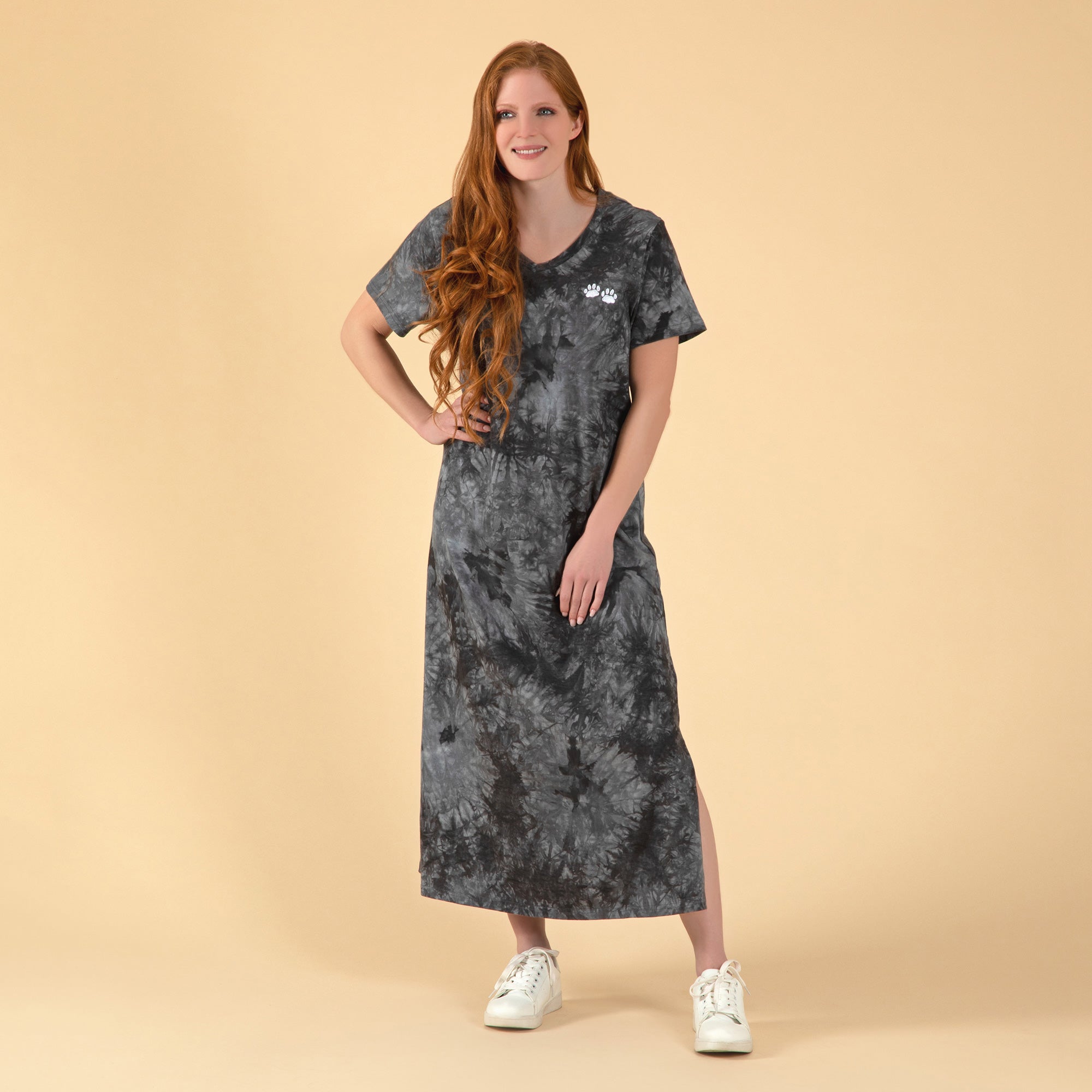 Tie-Dye Paw Print Maxi Dress - Aaria Tees Aaria Tees