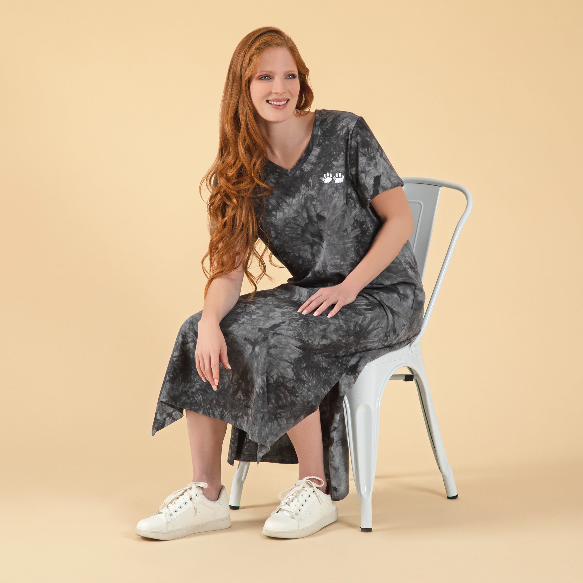 Tie-Dye Paw Print Maxi Dress - Aaria Tees Aaria Tees