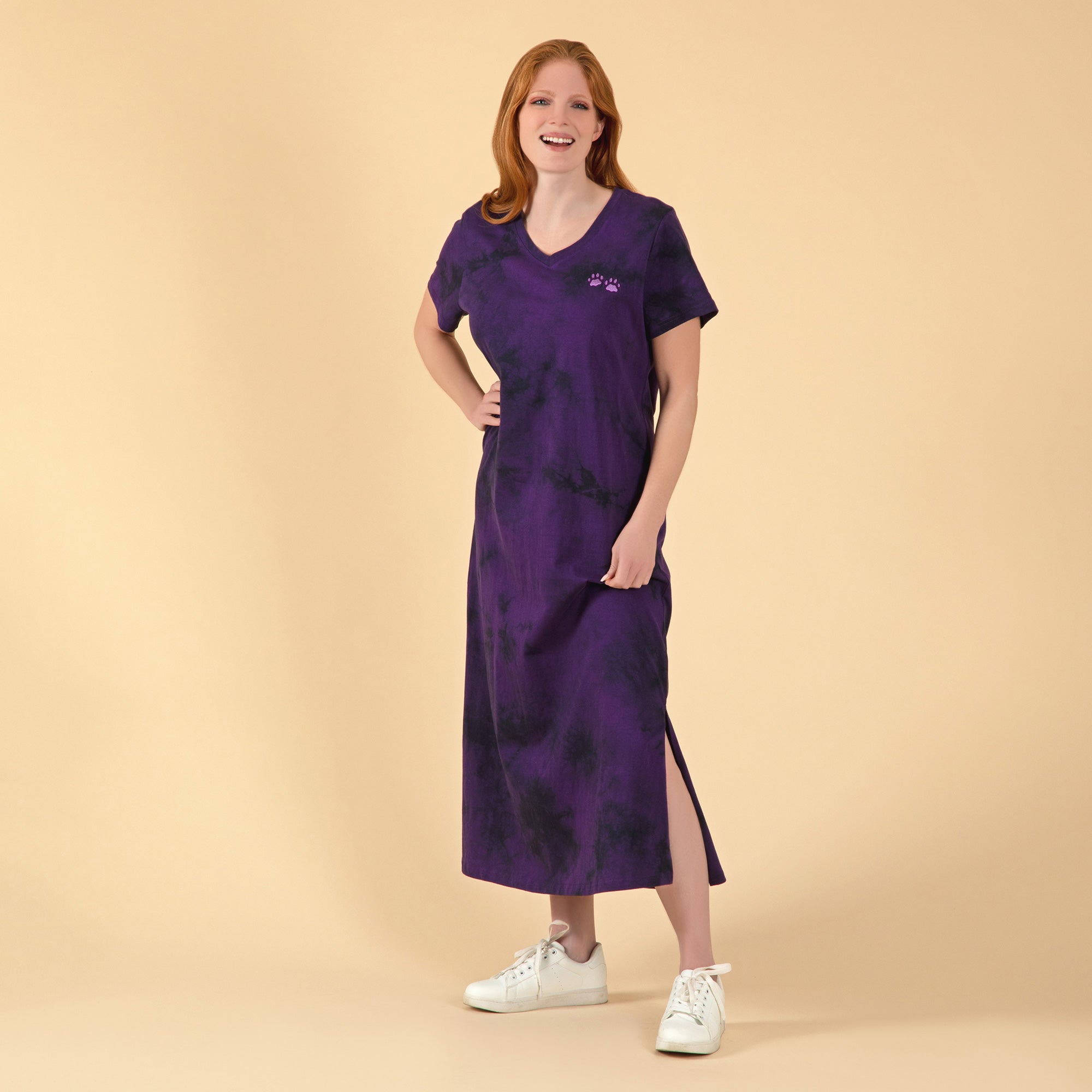 Tie-Dye Paw Print Maxi Dress - Aaria Tees Aaria Tees