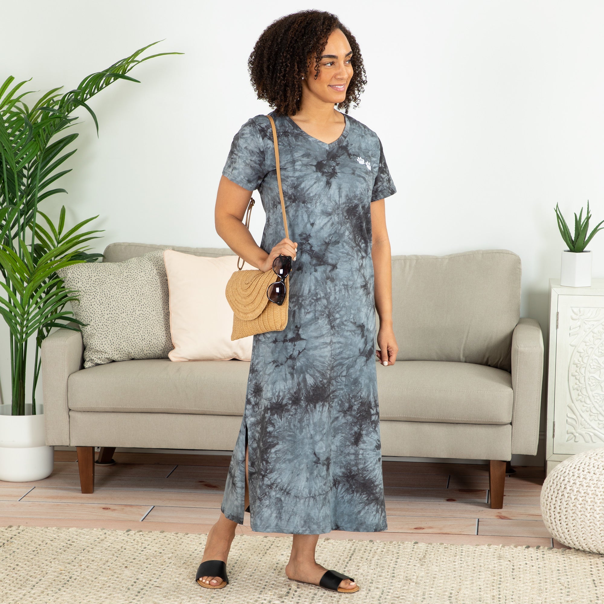 Tie-Dye Paw Print Maxi Dress - Aaria Tees Aaria Tees