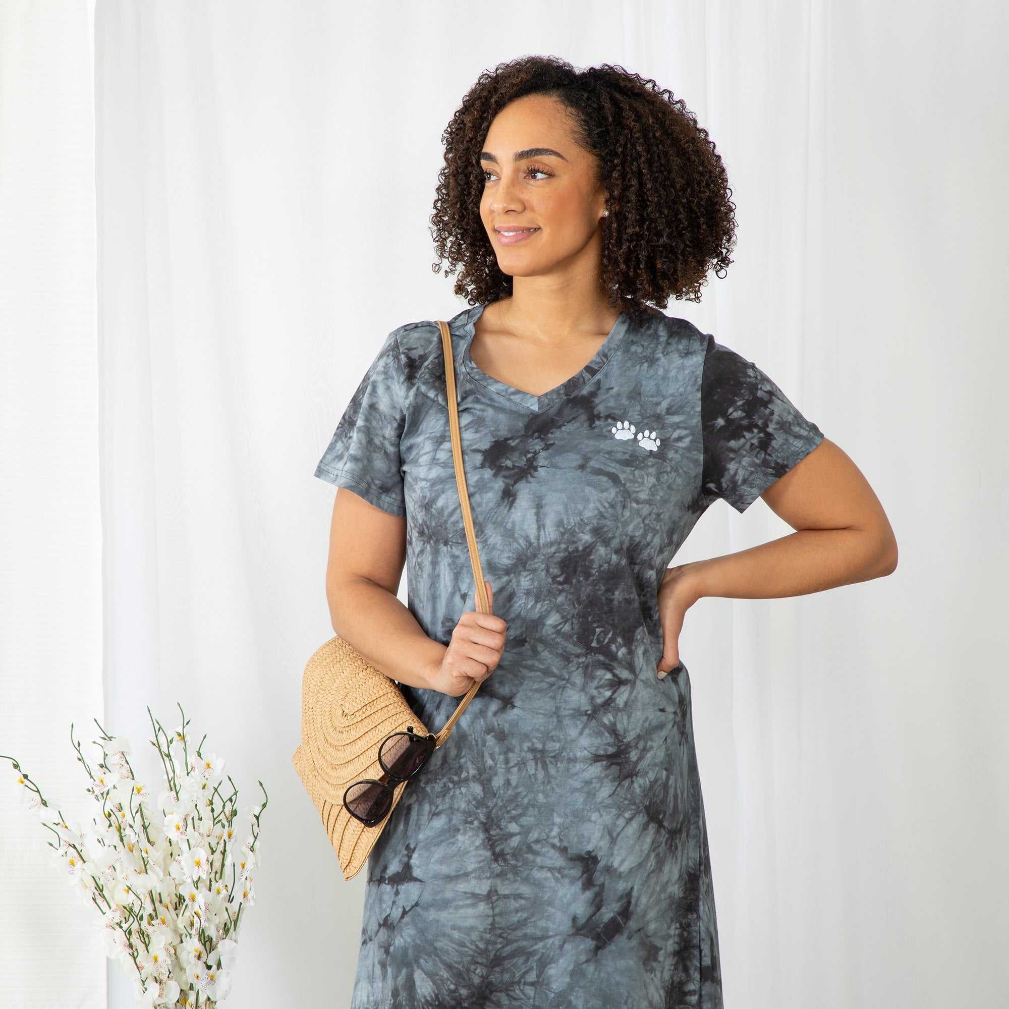 Tie-Dye Paw Print Maxi Dress - Aaria Tees Aaria Tees