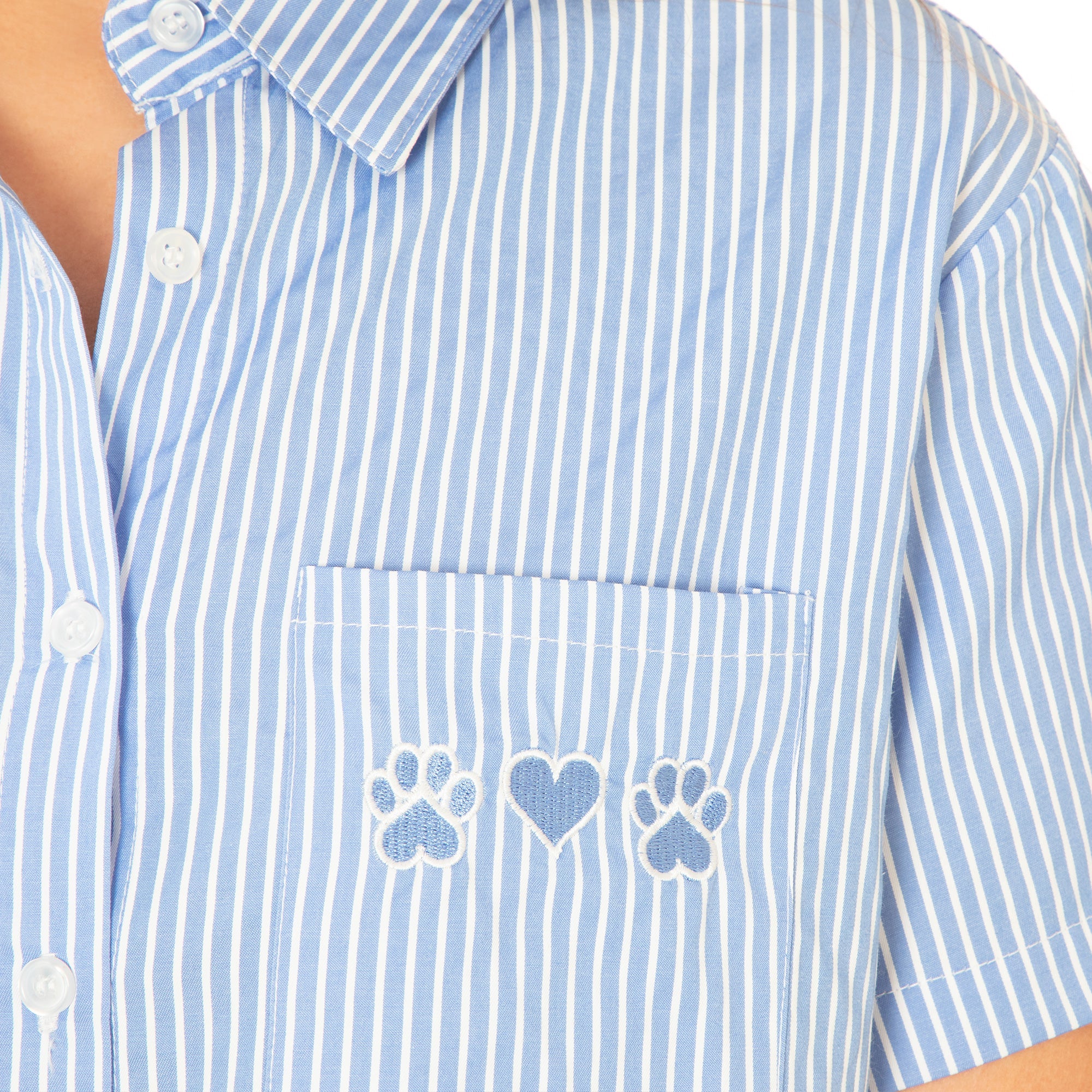 Pinstripe Pet Short Sleeve Button Up Shirt - Aaria Tees Aaria Tees