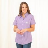 Pinstripe Pet Short Sleeve Button Up Shirt - Aaria Tees Aaria Tees