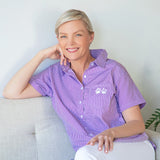 Pinstripe Pet Short Sleeve Button Up Shirt - Aaria Tees Aaria Tees