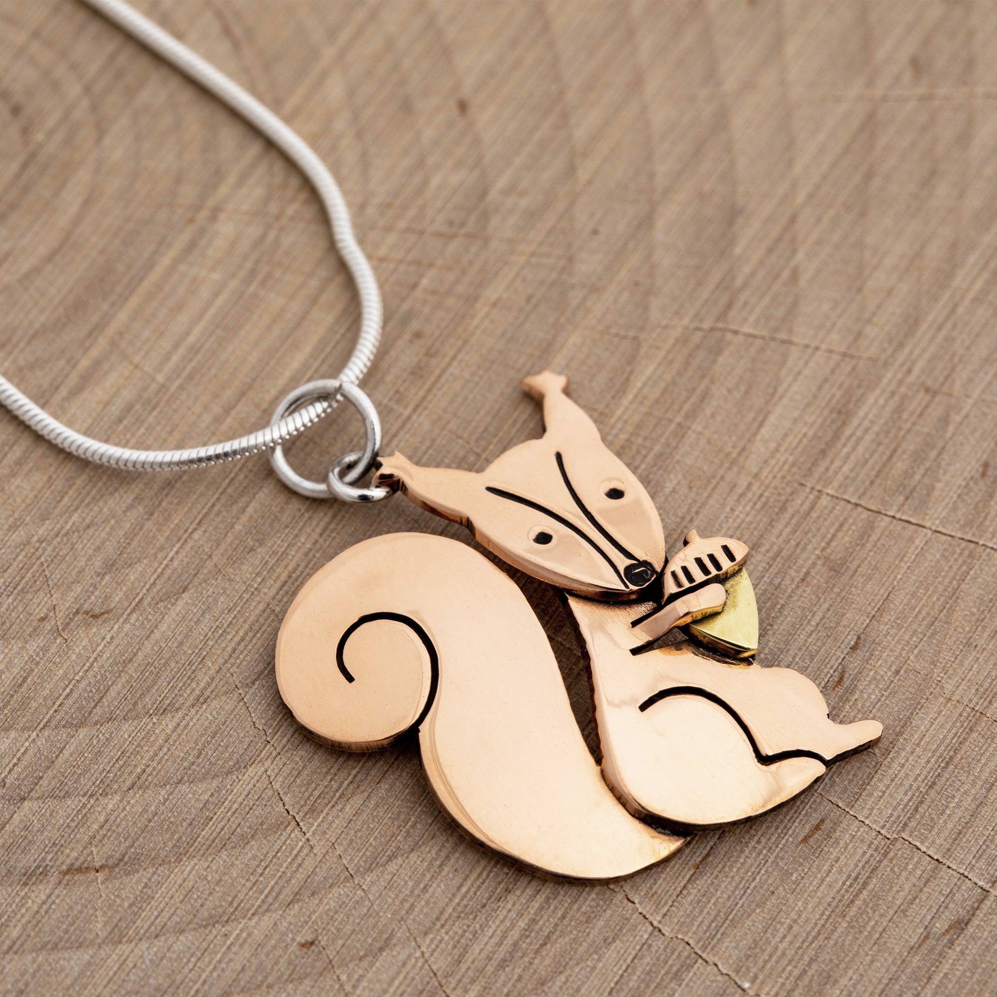Squirrel Mixed Metal Necklace - Aaria Tees Aaria Tees