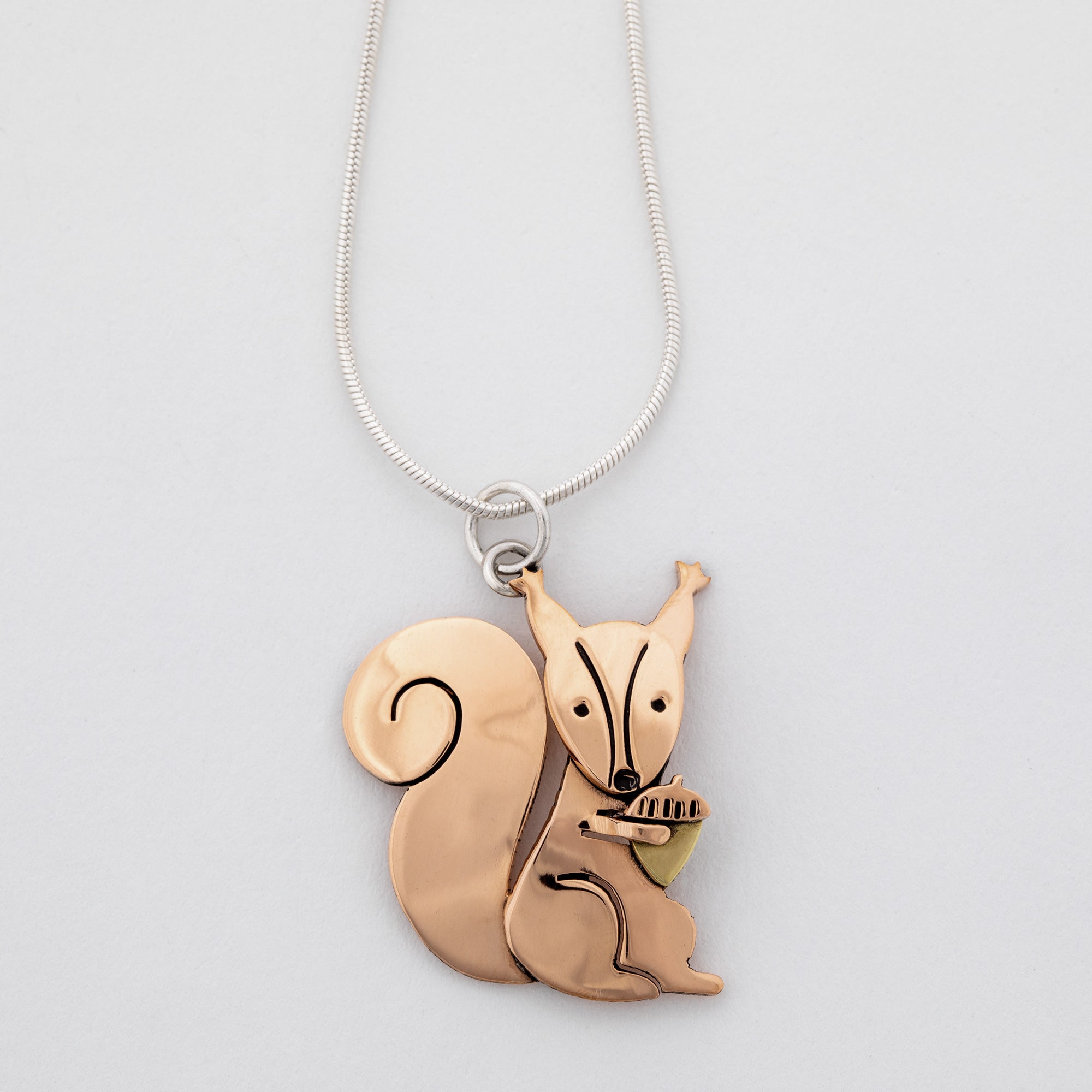 Squirrel Mixed Metal Necklace - Aaria Tees Aaria Tees