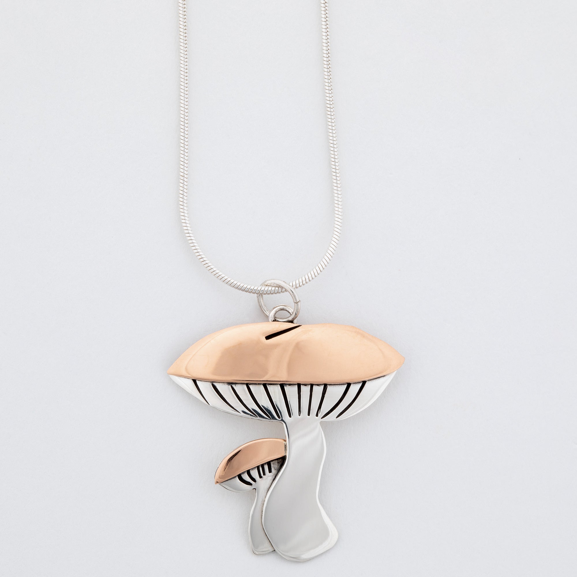Mushroom Sterling & Copper Necklace - Aaria Tees Aaria Tees