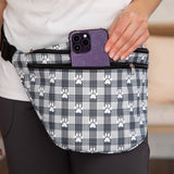 Plaid Paw Print Large Fanny Pack with 3 Zippered Pockets - Aaria Tees Aaria Tees