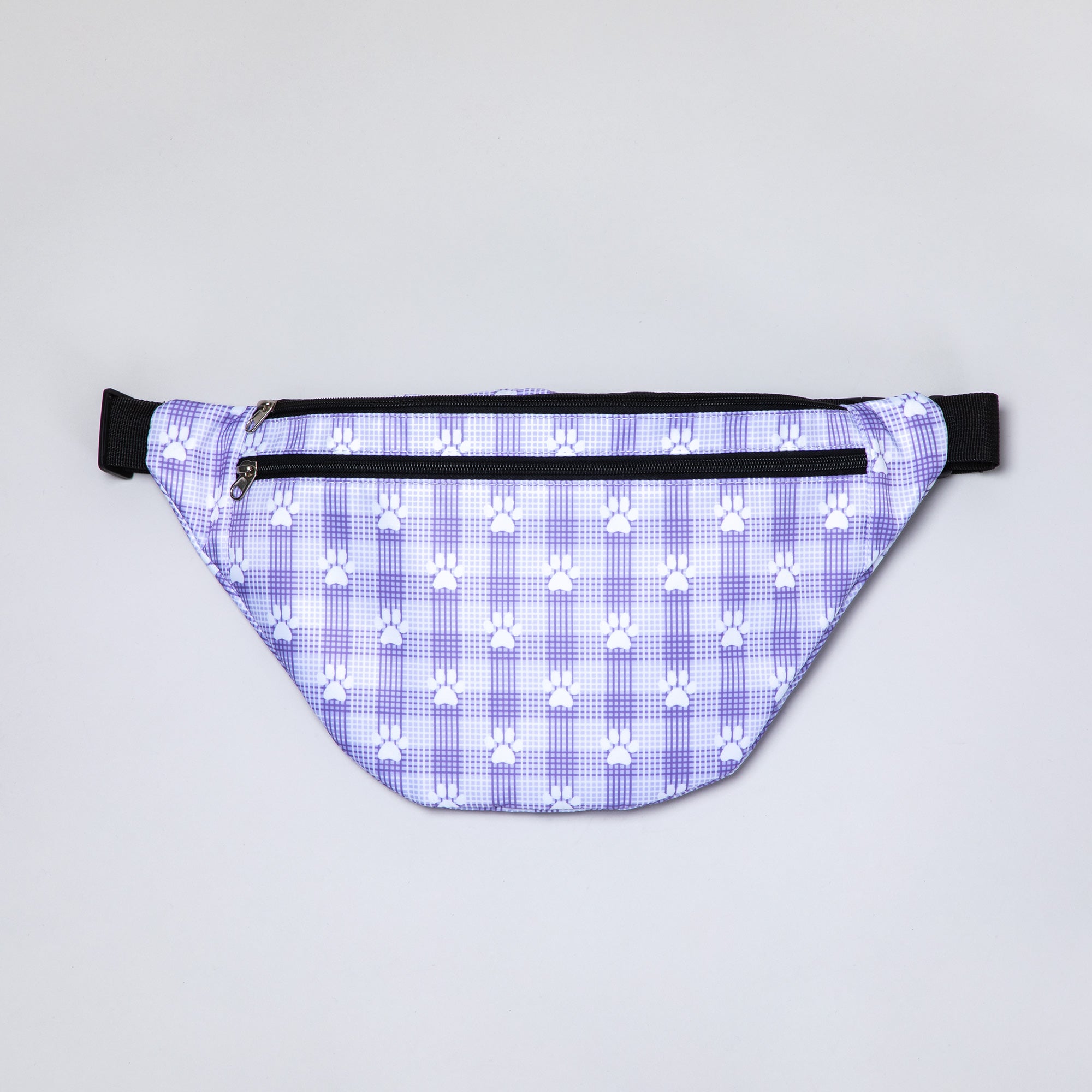 Plaid Paw Print Large Fanny Pack with 3 Zippered Pockets - Aaria Tees Aaria Tees