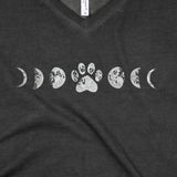 Paw Print Moon Acid Wash V-Neck Tee - Aaria Tees Aaria Tees