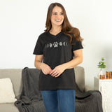 Paw Print Moon Acid Wash V-Neck Tee - Aaria Tees Aaria Tees